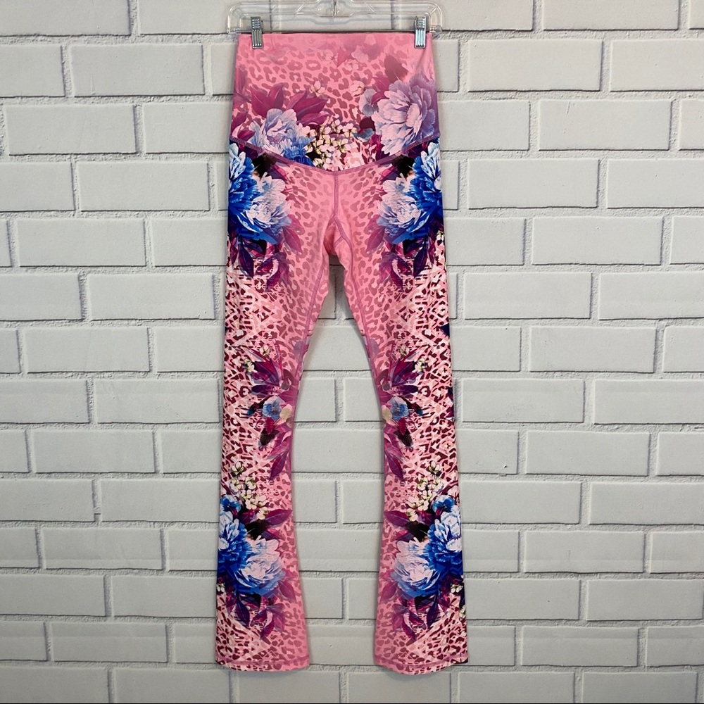 Luna Jai Pink Floral Slightly Flare Leg Yoga Pants